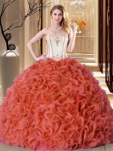 Deluxe Sleeveless Lace Up Floor Length Embroidery and Ruffles Sweet 16 Dresses