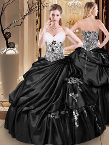 Stylish Pick Ups Sweetheart Sleeveless Lace Up 15th Birthday Dress Black Taffeta