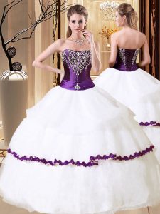 Enchanting Beading Quinceanera Gown White Lace Up Sleeveless Floor Length