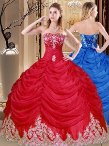 Attractive Pick Ups Floor Length Coral Red Ball Gown Prom Dress Sweetheart Sleeveless Lace Up